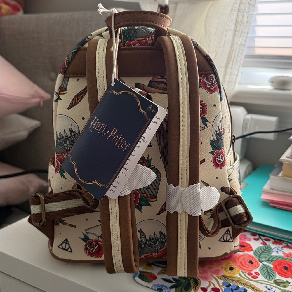BRAND NEW!!! Loungefly Harry Potter Tattoo Art Cream Color Backpack - Picture 3 of 6
